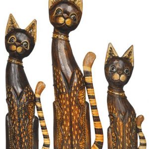 Katzen Figuren balinesische Familie 3er-Set, 40 + 50 + 60 cm