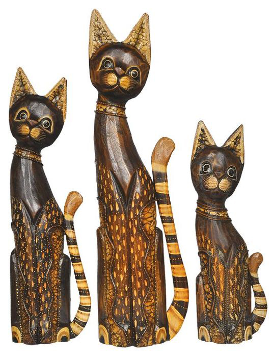 katzen figuren set afrikanisch afrika deko shop 1094