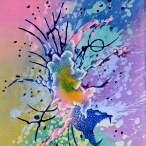 Batik Bild balinesisches Stoffbild abstraktes Motiv, 45 x 50 cm