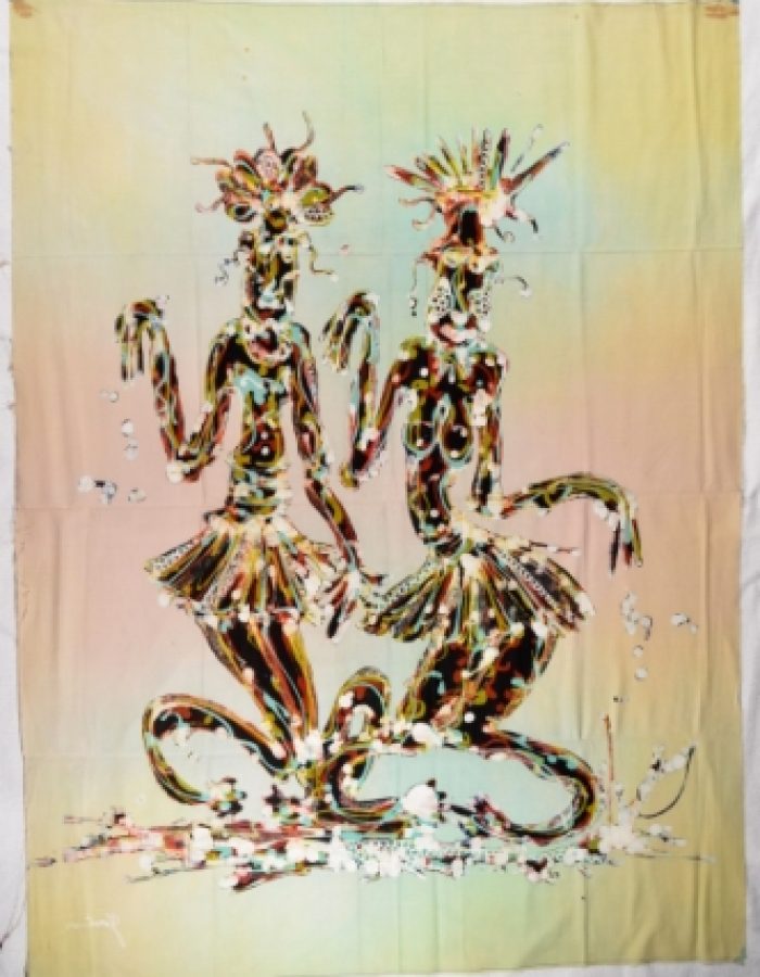 ???Batik Stoffbild abstrakte Frauen Motive im Afrika-Deko-Shop kaufen 1815